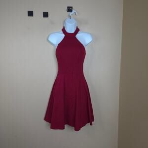 Lulus Hometown Girl Lace Skater Dress in Burgundy Size XS